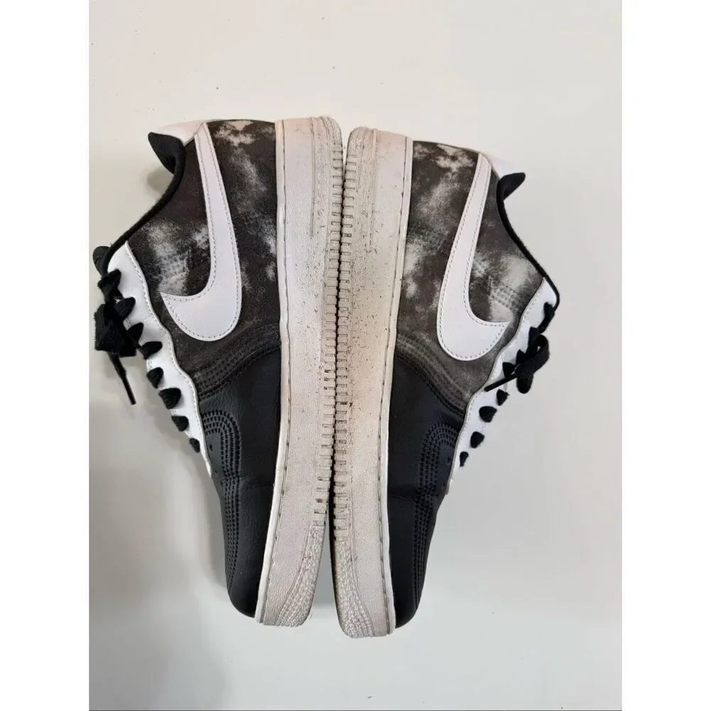 Nike Air Force 1 Sneakers Shoes Gray Black Marble Tie Dye Streetwear Men's 10.5